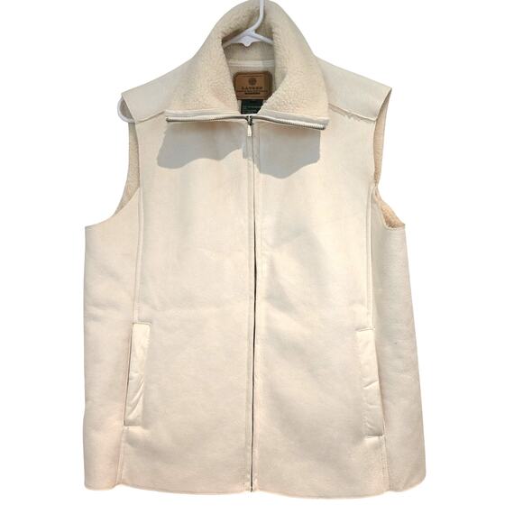 VTG Ralph Lauren Traditional Winter Goods Cream Faux Suede Sherpa Fleece Vest-L - Picture 1 of 9